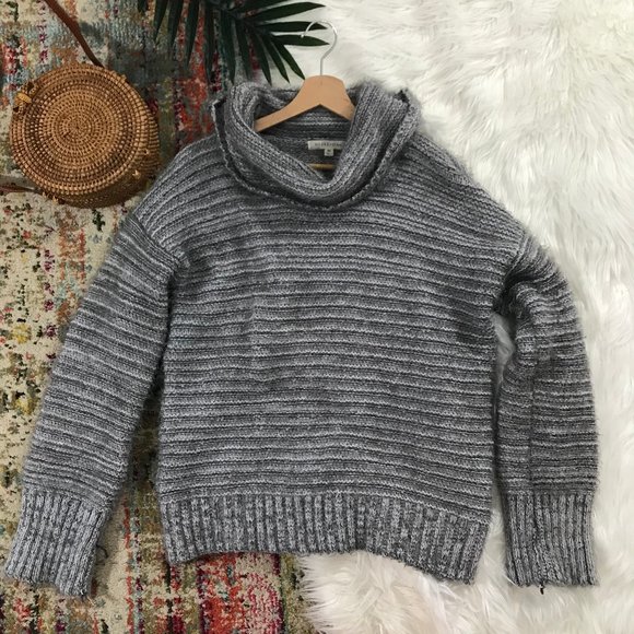 Olive Oak Gray Chunky Turtleneck Fuzzy 